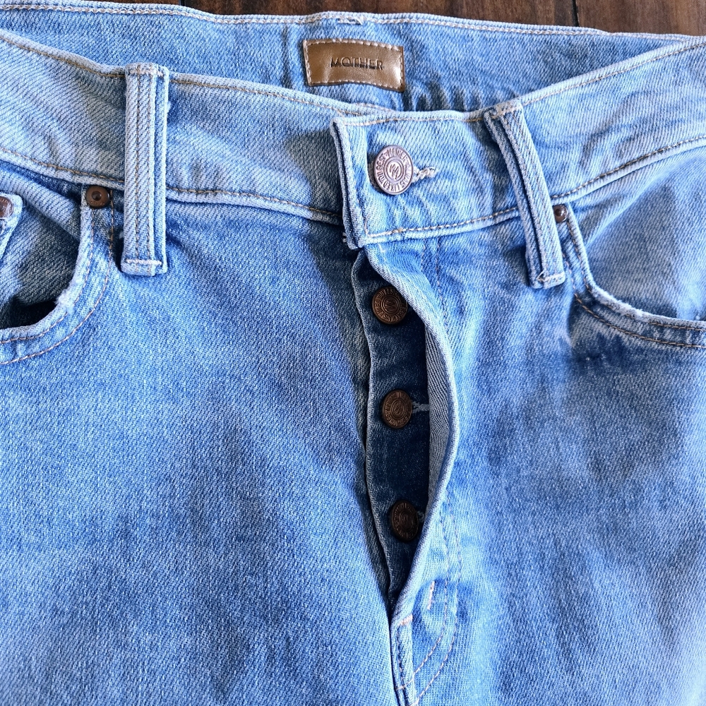 Mother The Scrapper Ankle Button Fly High Rise Stretch Straight Leg Jeans Sz 26 - Picture 11 of 16